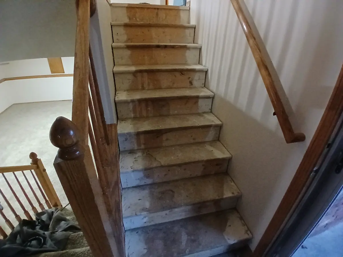 Staircase refinish — before