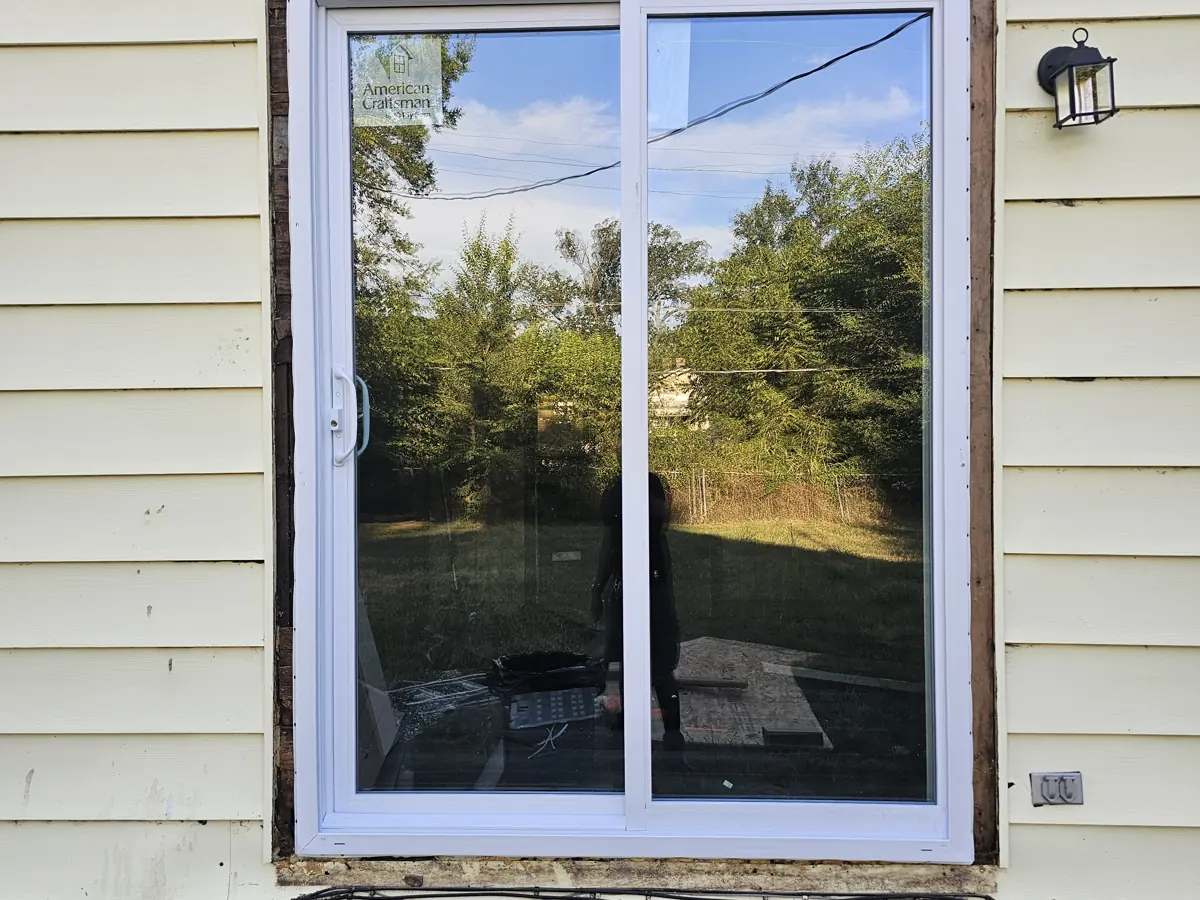 Sliding patio door install — after